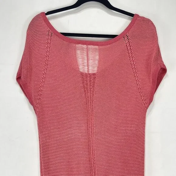 GUESS Los Angeles Womens Small Top Open Knit Coral Sweater - Picture 4 of 14